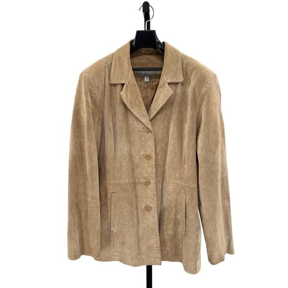 Croft & Barrow Tan Suede Blazer Jacket XL Classic Fall Academia Preppy - Picture 1 of 11